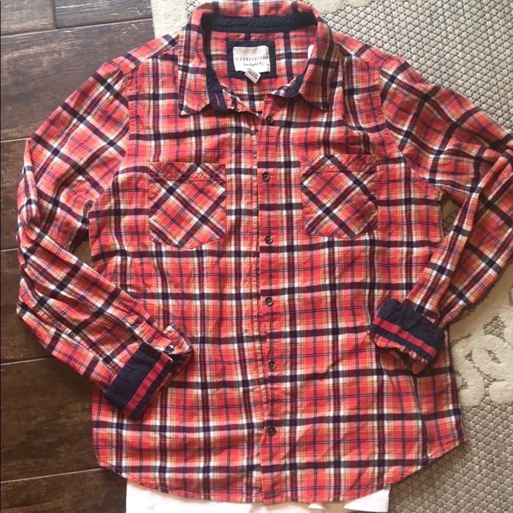 Long Sleeve Button Down Plaid Shirt- Large - Picture 5 of 5
